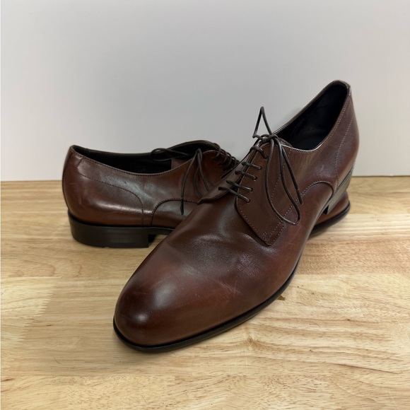 Boss Brown Leather Oxfords Timeless Elegance - Picture 1 of 4